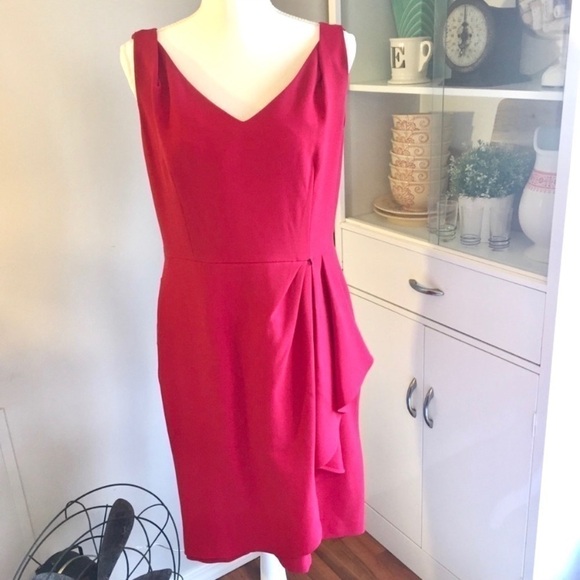 Nwt Chetta B red sleeveless ruffle dress - Picture 1 of 8